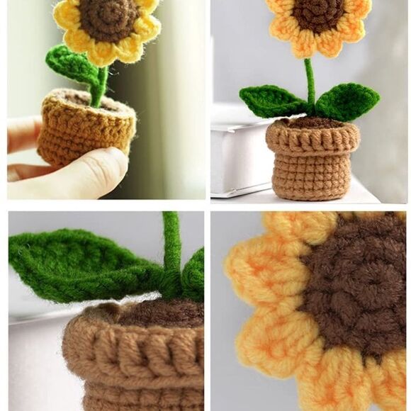 Kitcroet Crochet Kit Starter Kit, 2 PCS Sunflower Potted Plants, video tutorial - Picture 8 of 8
